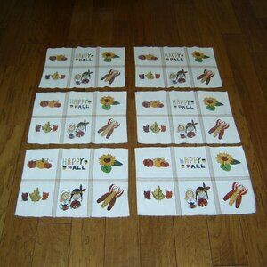 Fall Seasonal Woven Placemats, Set of 6, VGUC